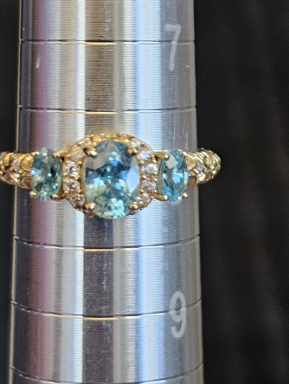 Natural Earth Mined Blue Zircon & White Zircon 18K Vermeil Ring Size 8! - Picture 10 of 10
